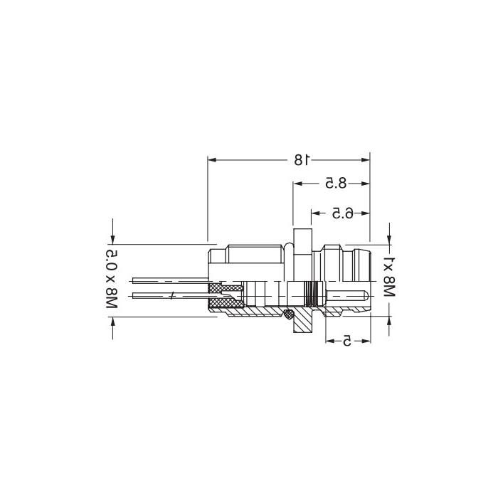 M8 4-PIN, straight male, flange socket, front mounting, 63SA61-XXX